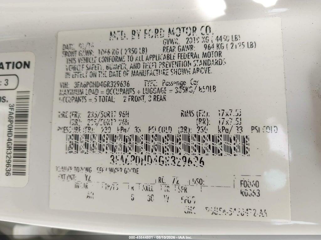3FA6P0HD4GR329636 2016 FORD FUSION photo no. 9