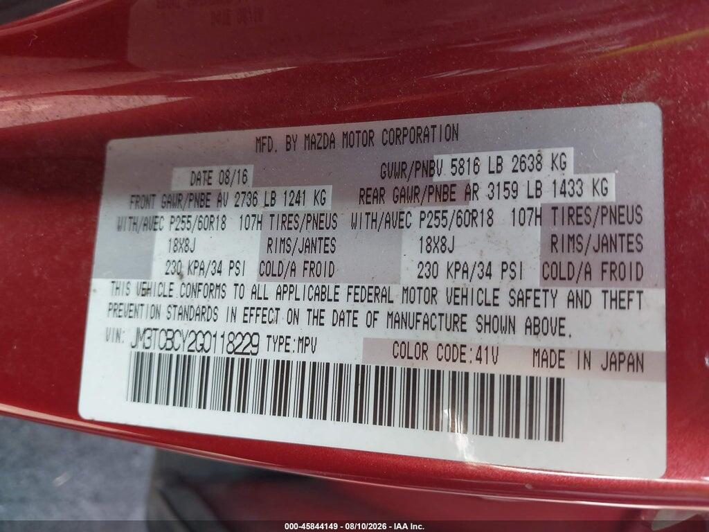 JM3TCBCY2G0118229 2016 MAZDA CX-9 photo no. 9