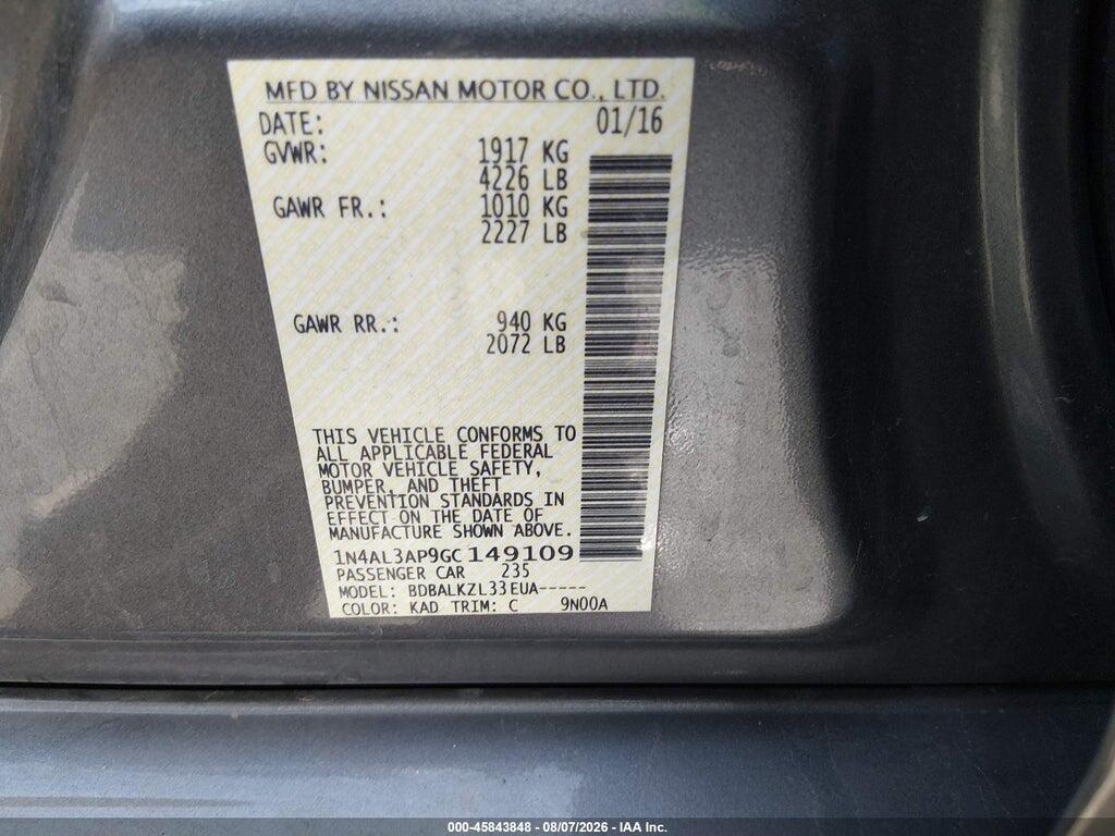 1N4AL3AP9GC149109 2016 NISSAN ALTIMA photo no. 9