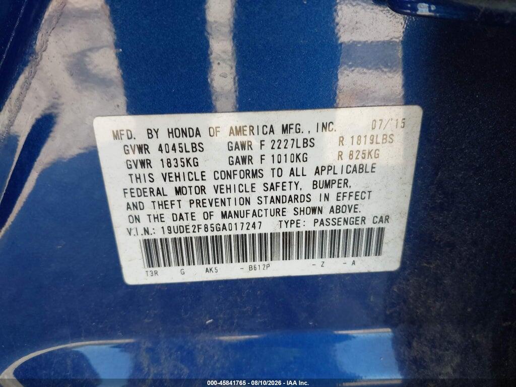19UDE2F85GA017247 2016 ACURA ILX photo no. 9