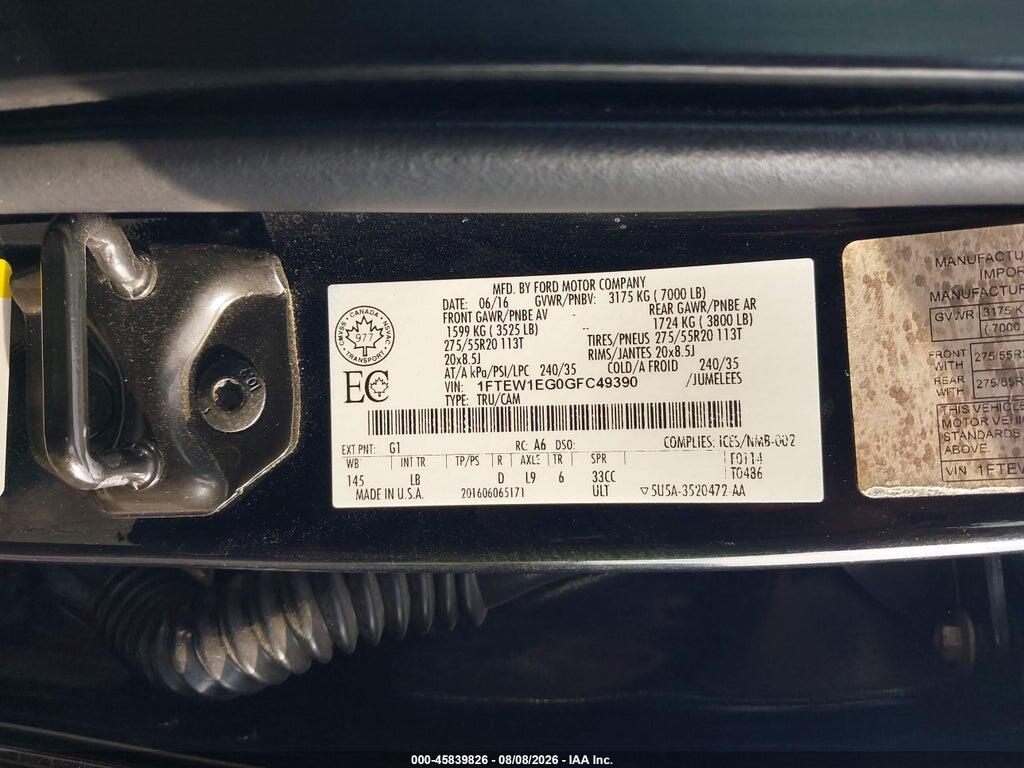 1FTEW1EG0GFC49390 2016 FORD F-150 photo no. 9