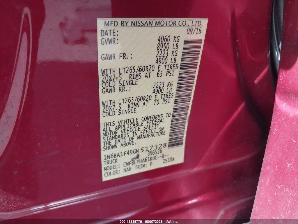 1N6BA1F49GN517328 2016 NISSAN TITAN XD photo no. 9