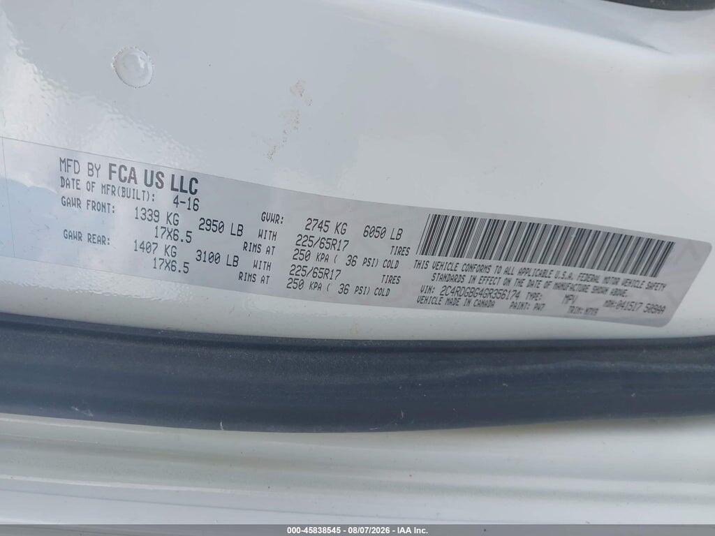 2C4RDGBG4GR356174 2016 DODGE GRAND CARAVAN photo no. 9