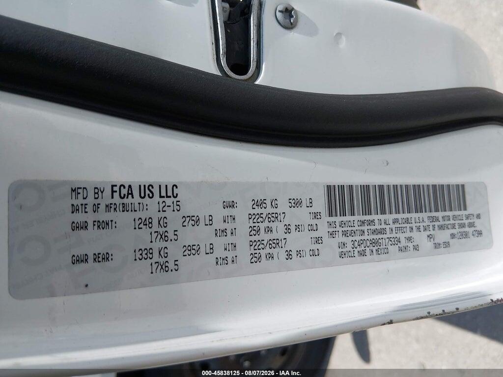 3C4PDCAB0GT175334 2016 DODGE JOURNEY photo no. 9