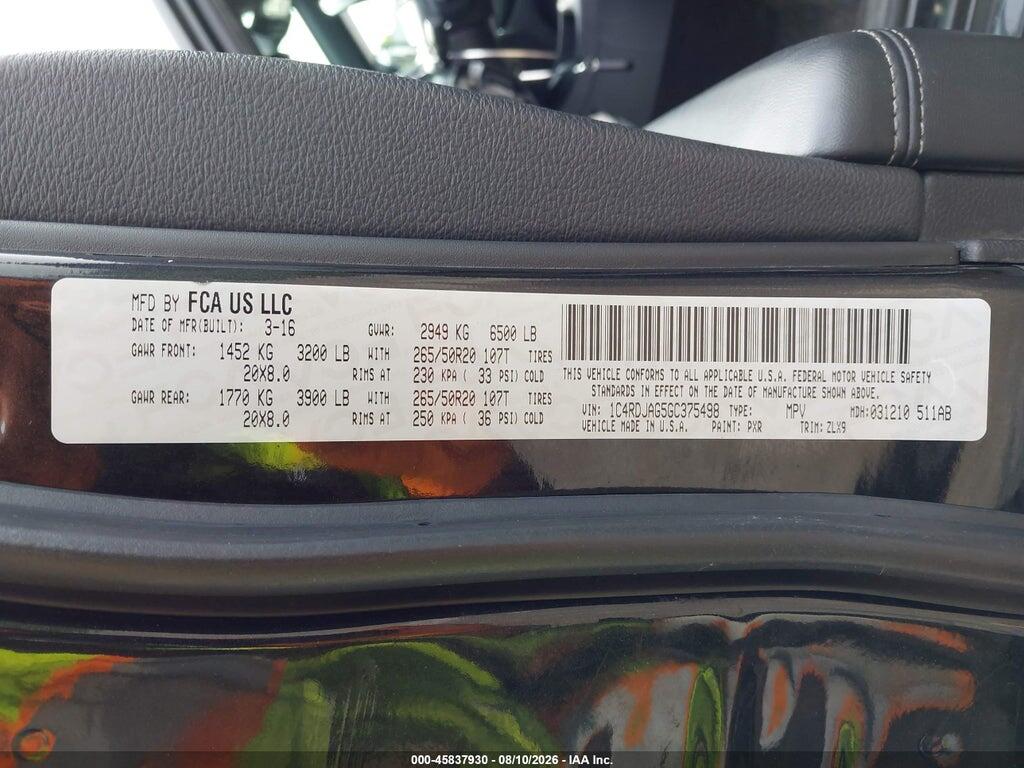1C4RDJAG5GC375498 2016 DODGE DURANGO photo no. 9