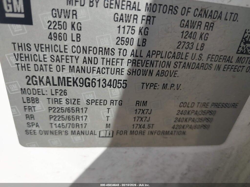 2GKALMEK9G6134055 2016 GMC TERRAIN photo no. 9