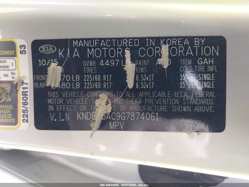 KNDPB3AC9G7874061 2016 KIA SPORTAGE photo no. 9