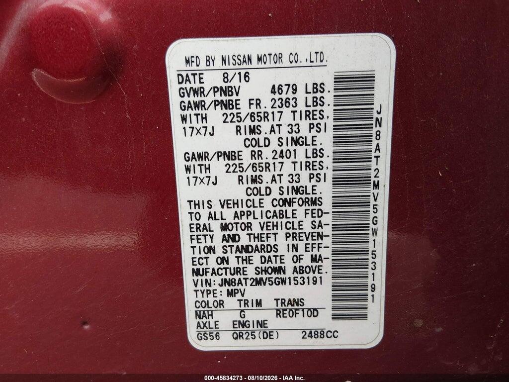 JN8AT2MV5GW153191 2016 NISSAN ROGUE photo no. 9
