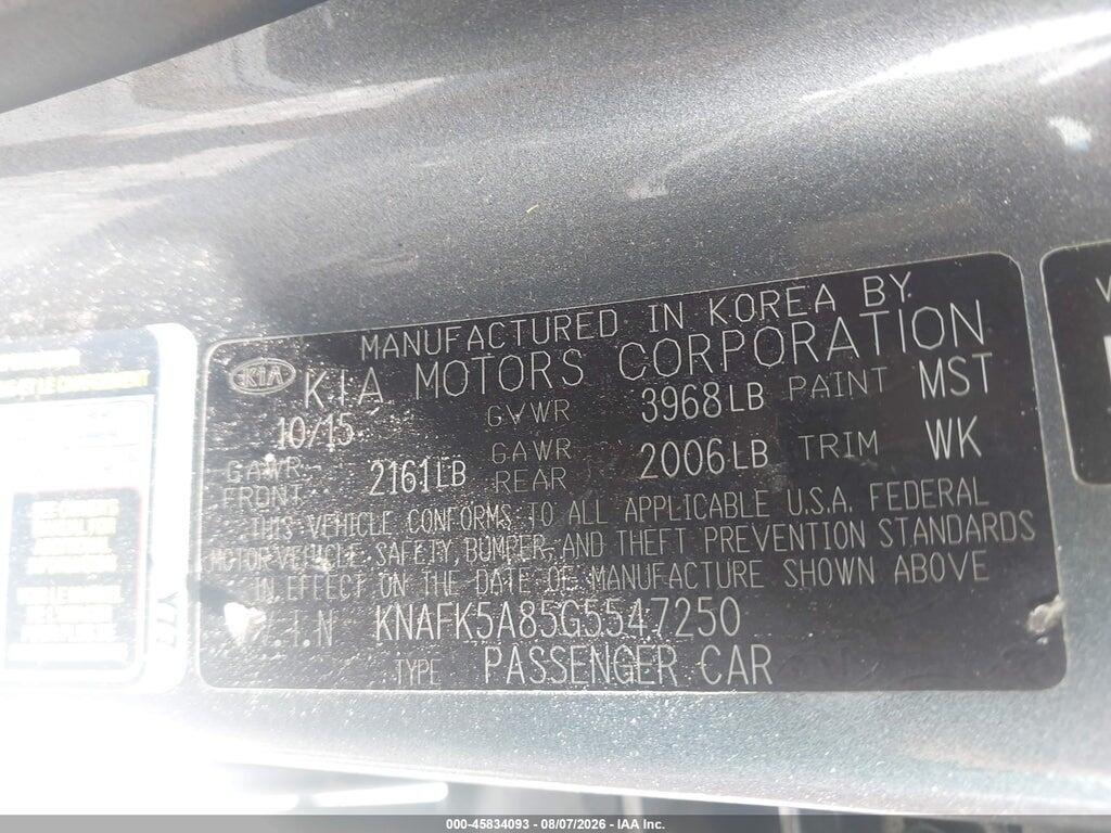 KNAFK5A85G5547250 2016 KIA FORTE photo no. 9