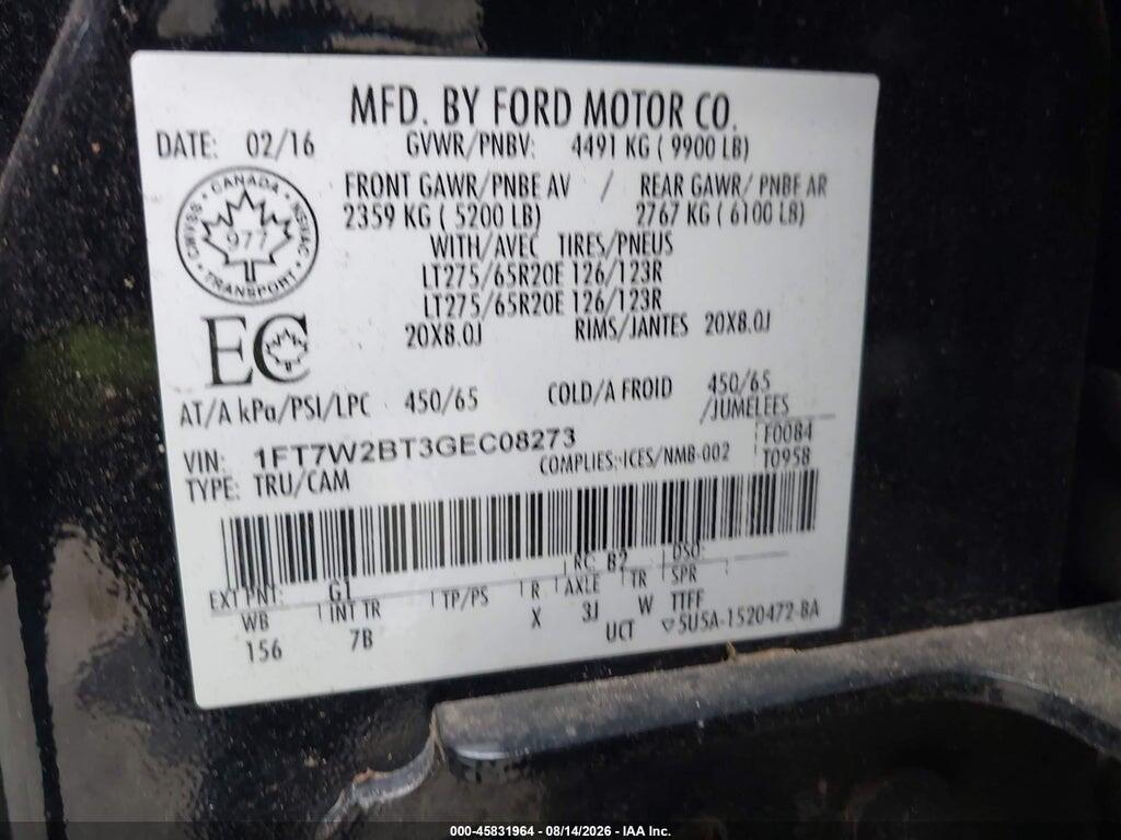 1FT7W2BT3GEC08273 2016 FORD F-250 photo no. 9