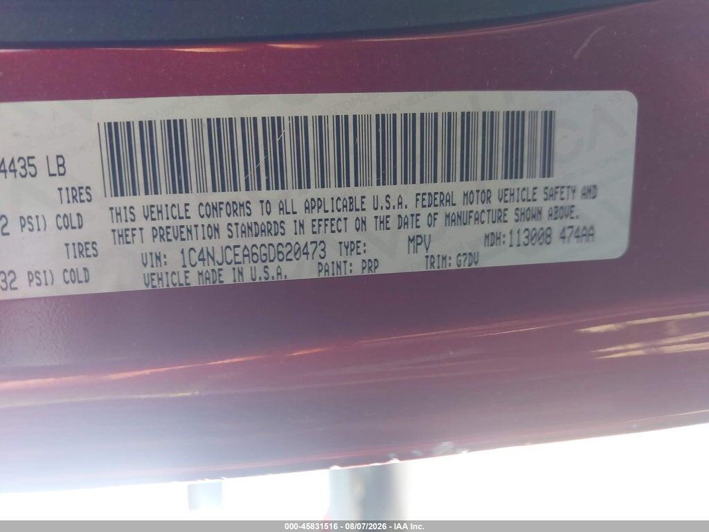 1C4NJCEA6GD620473 2016 JEEP COMPASS photo no. 9