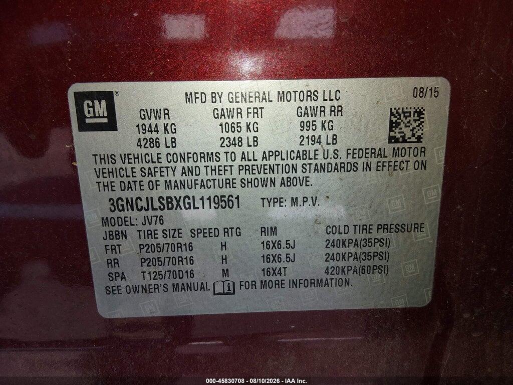 3GNCJLSBXGL119561 2016 CHEVROLET TRAX photo no. 9