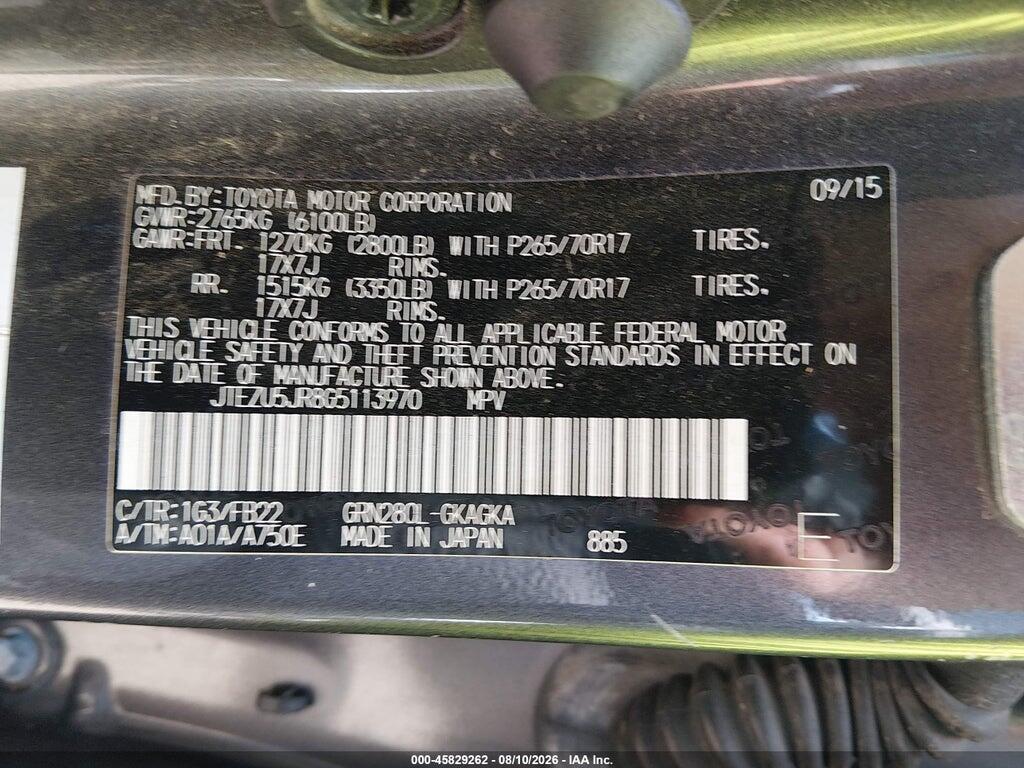 JTEZU5JR8G5113970 2016 TOYOTA 4RUNNER photo no. 9