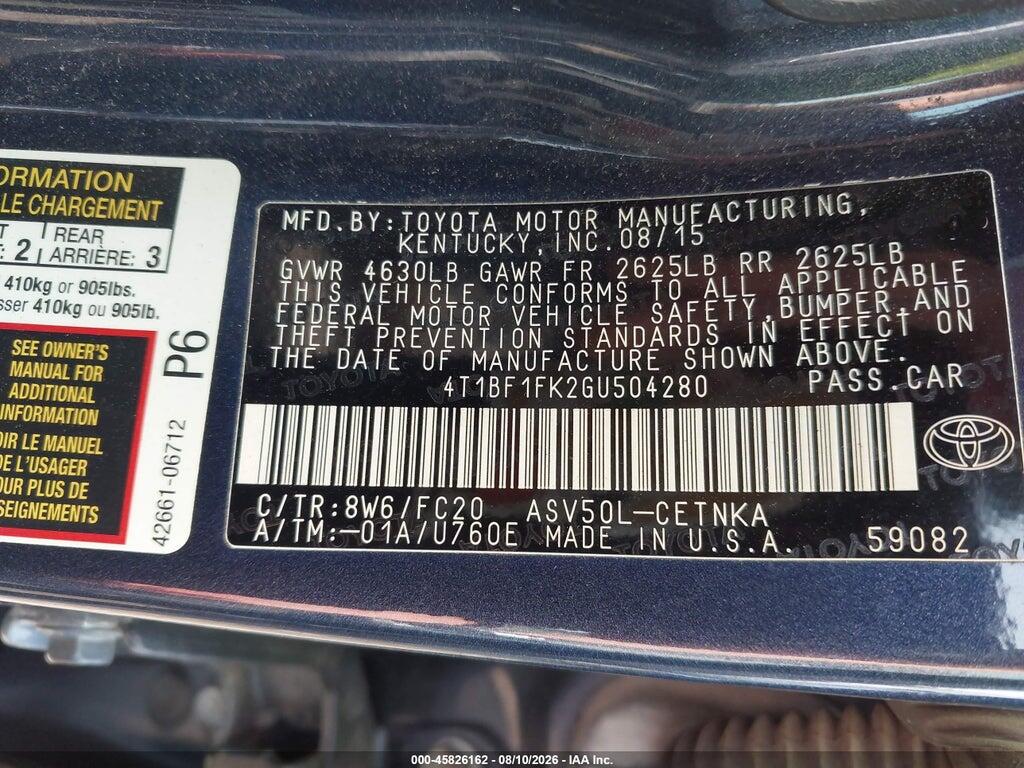 4T1BF1FK2GU504280 2016 TOYOTA CAMRY photo no. 9