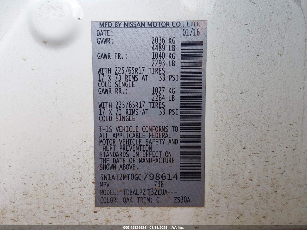 5N1AT2MT0GC798614 2016 NISSAN ROGUE photo no. 9