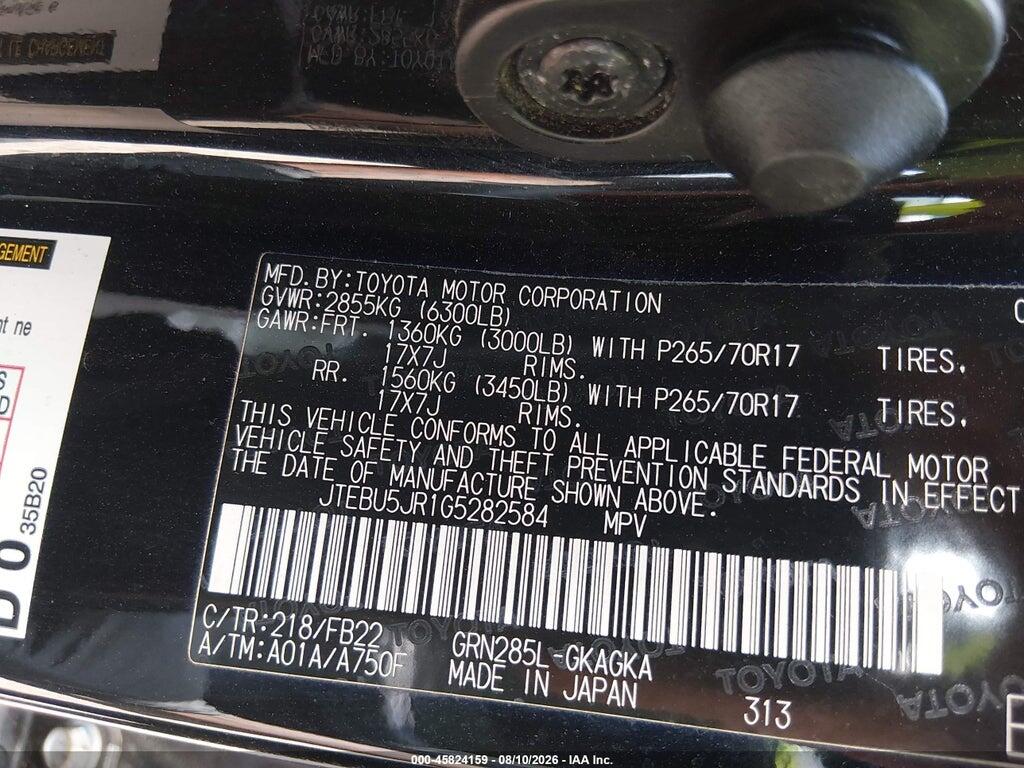 JTEBU5JR1G5282584 2016 TOYOTA 4RUNNER photo no. 9