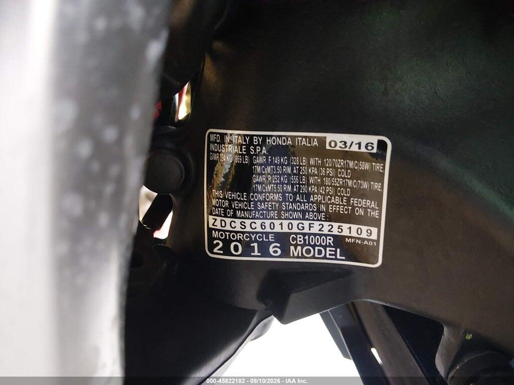 ZDCSC6010GF225109 2016 HONDA CB1000 photo no. 10