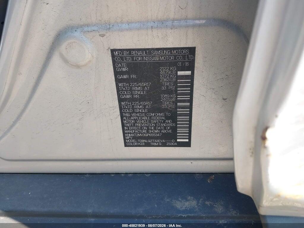 KNMAT2MV3GP655347 2016 NISSAN ROGUE photo no. 9