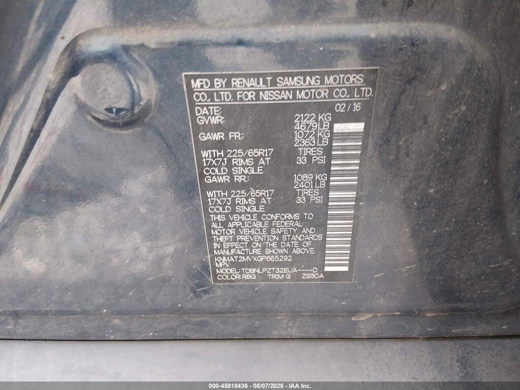 KNMAT2MVXGP665292 2016 NISSAN ROGUE photo no. 9
