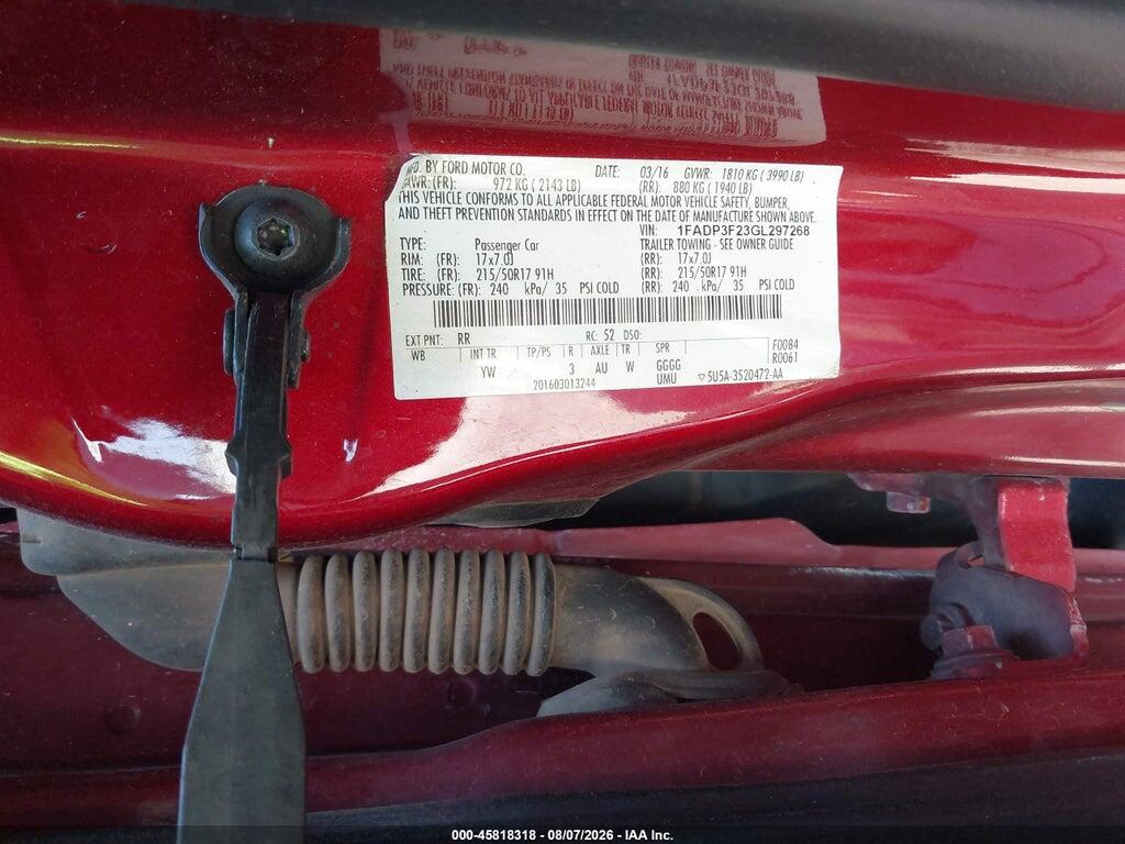1FADP3F23GL297268 2016 FORD FOCUS photo no. 9