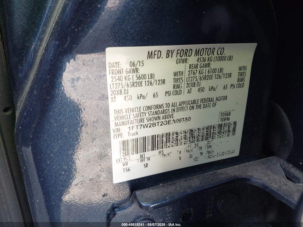 1FT7W2BT2GEA09750 2016 FORD F-250 photo no. 9