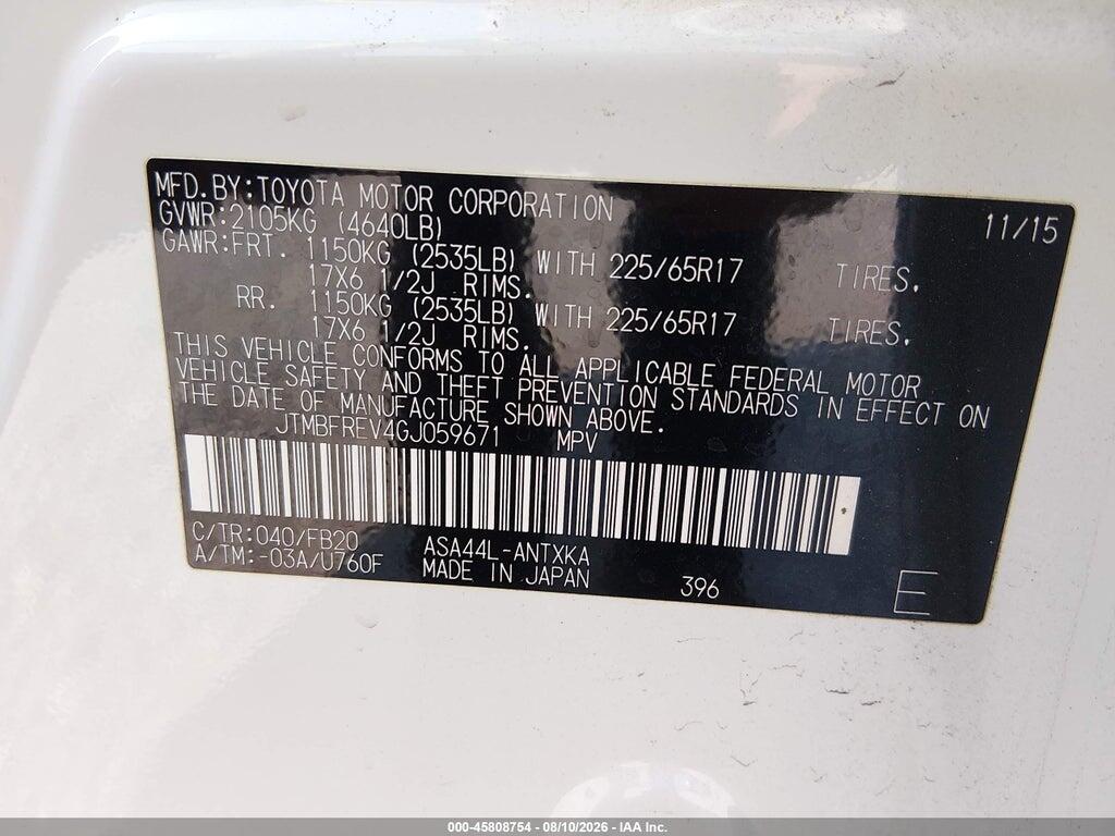 JTMBFREV4GJ059671 2016 TOYOTA RAV4 photo no. 9