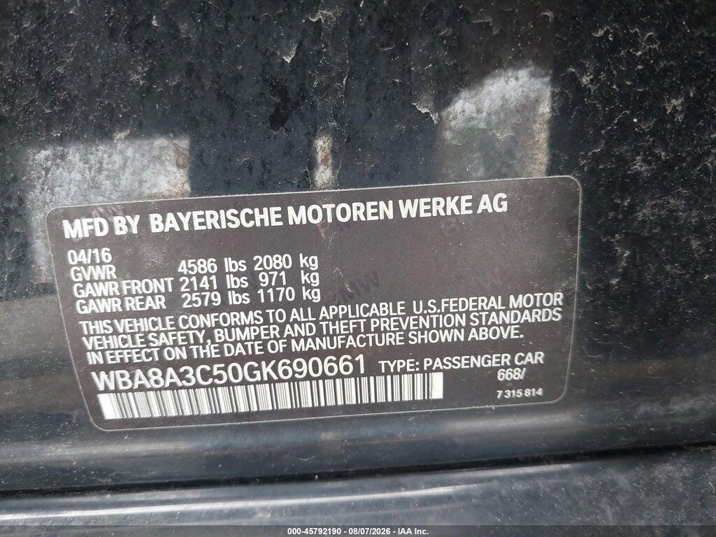 WBA8A3C50GK690661 2016 BMW 320I photo no. 9