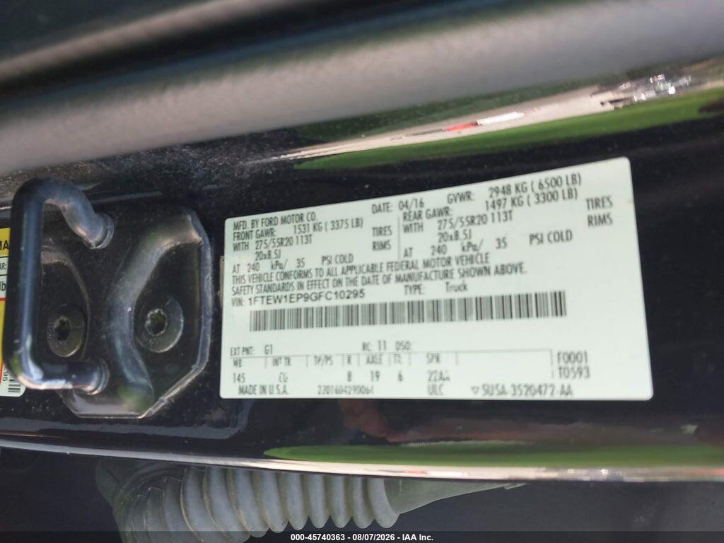 1FTEW1EP9GFC10295 2016 FORD F-150 photo no. 9