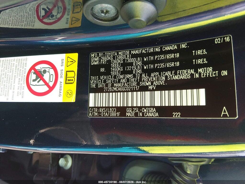 2T2BZMCA6GC021117 2016 LEXUS RX 350 photo no. 9