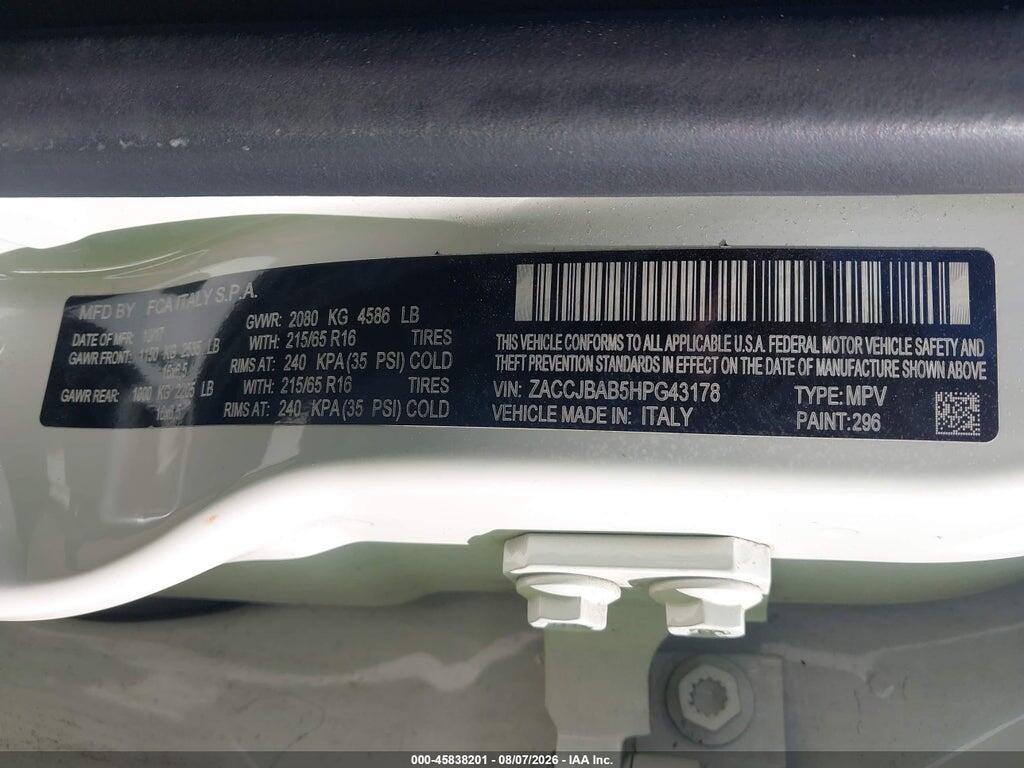 ZACCJBAB5HPG43178 2017 JEEP RENEGADE photo no. 9