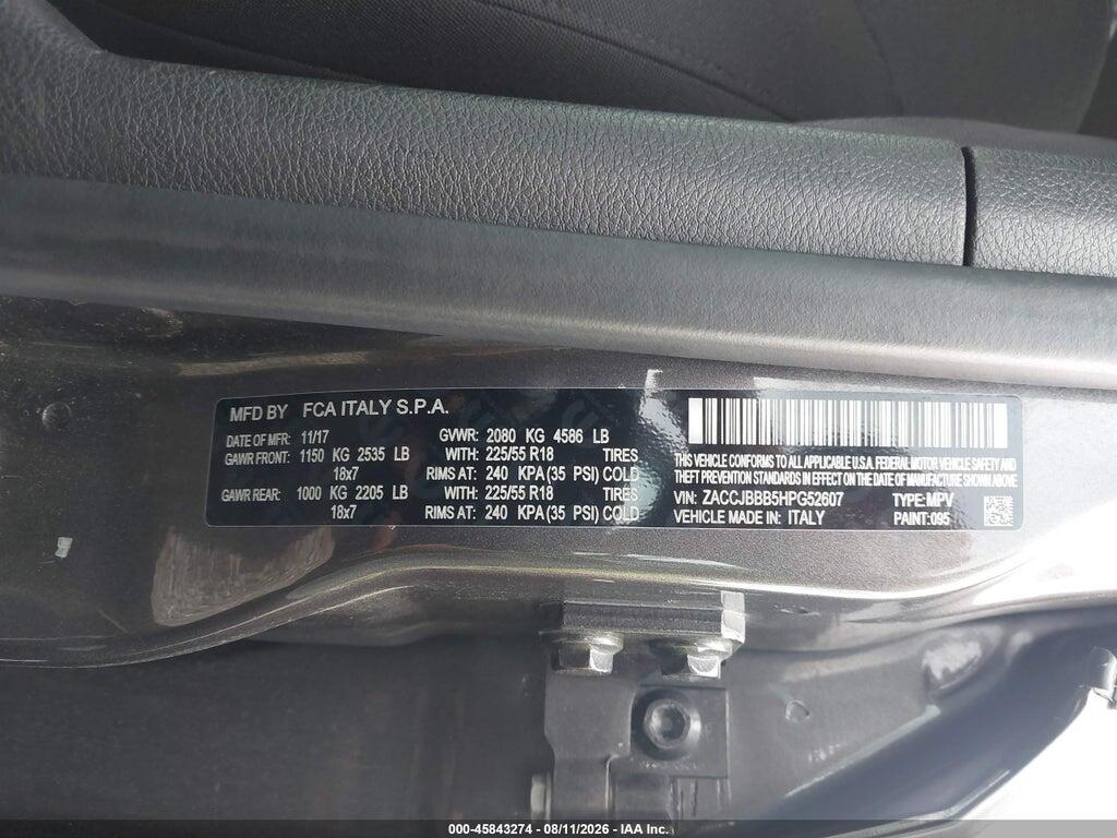 ZACCJBBB5HPG52607 2017 JEEP RENEGADE photo no. 9