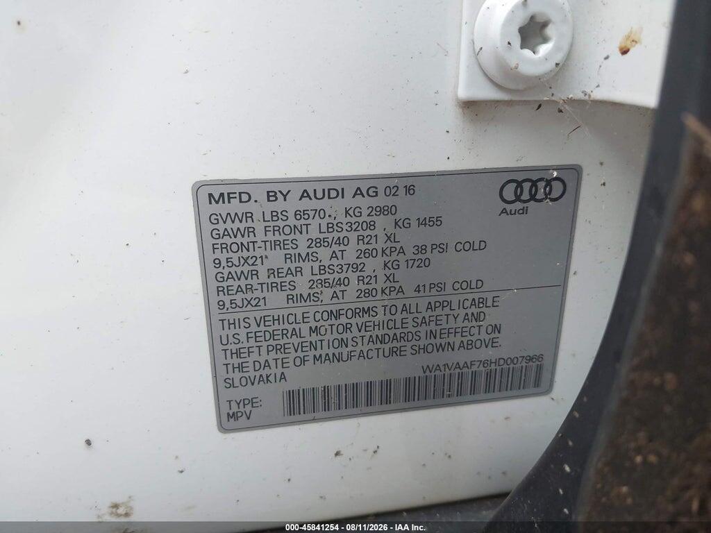 WA1VAAF76HD007966 2017 AUDI Q7 photo no. 9