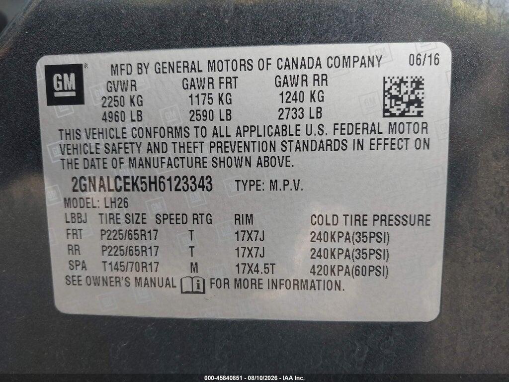2GNALCEK5H6123343 2017 CHEVROLET EQUINOX photo no. 9