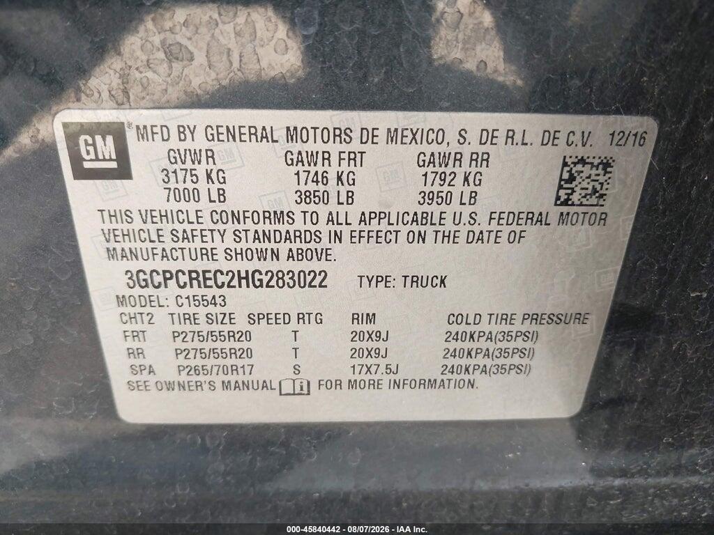 3GCPCREC2HG283022 2017 CHEVROLET SILVERADO 1500 photo no. 9