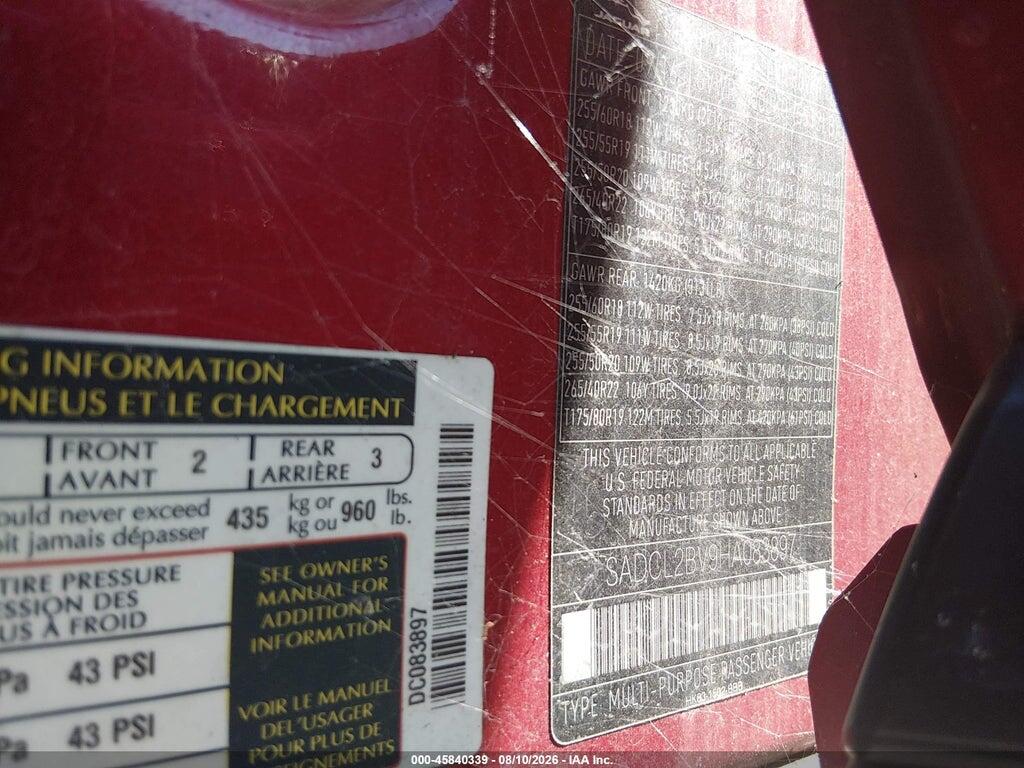SADCL2BV9HA083897 2017 JAGUAR F-PACE photo no. 9