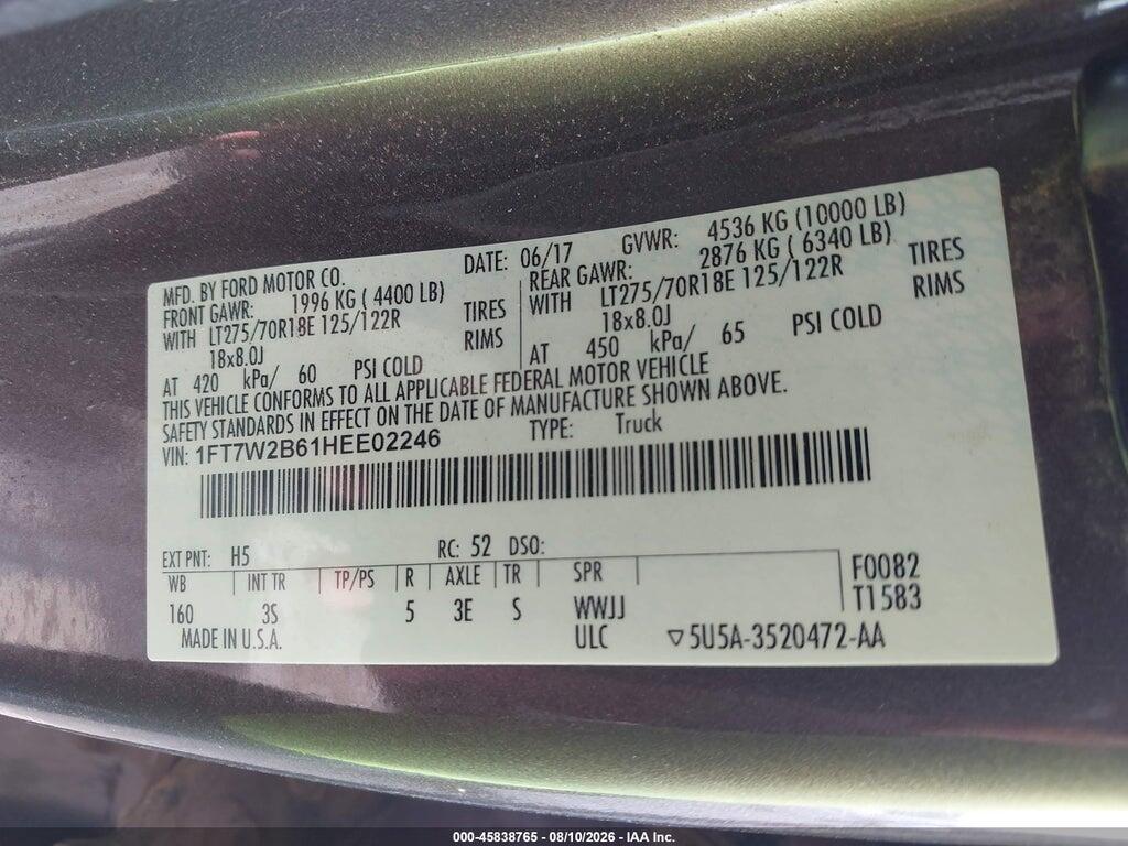 1FT7W2B61HEE02246 2017 FORD F-250 photo no. 9