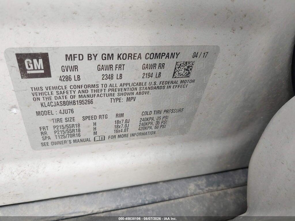 KL4CJASB0HB195266 2017 BUICK ENCORE photo no. 9