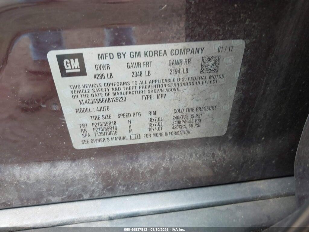 KL4CJASB6HB125223 2017 BUICK ENCORE photo no. 9