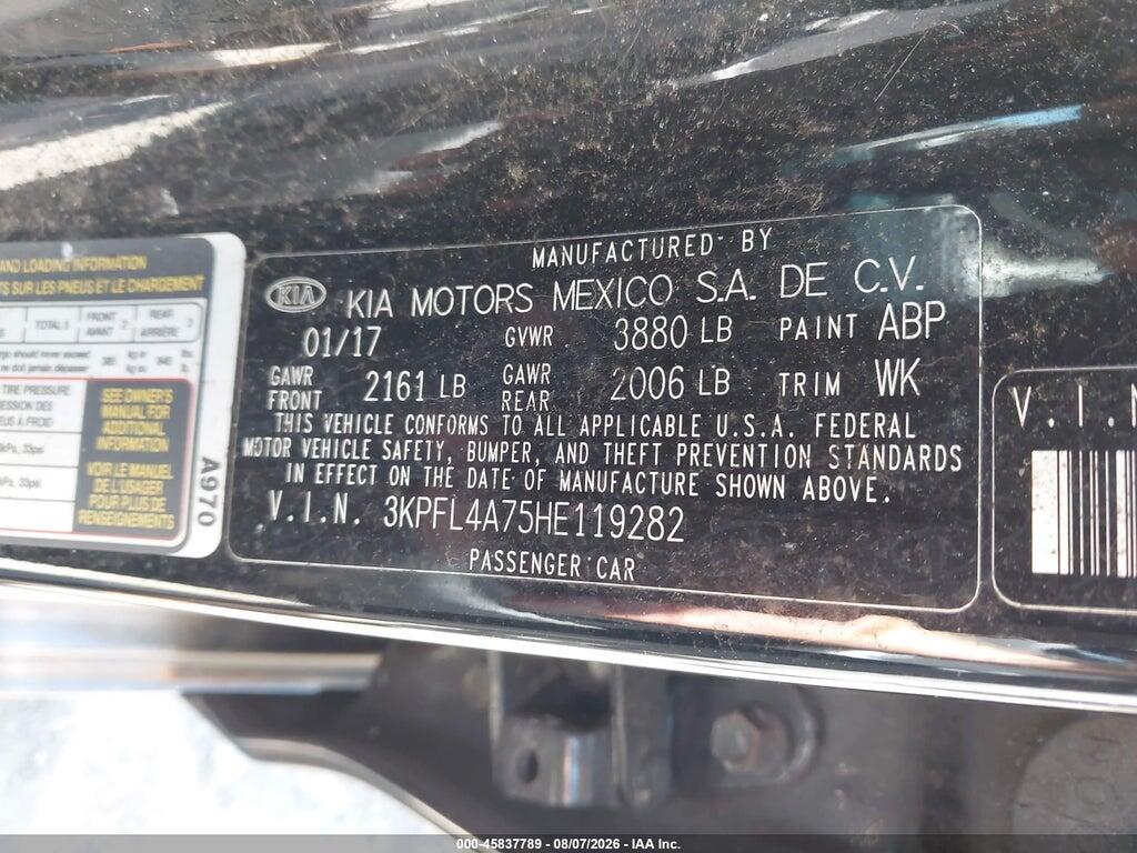 3KPFL4A75HE119282 2017 KIA FORTE photo no. 9