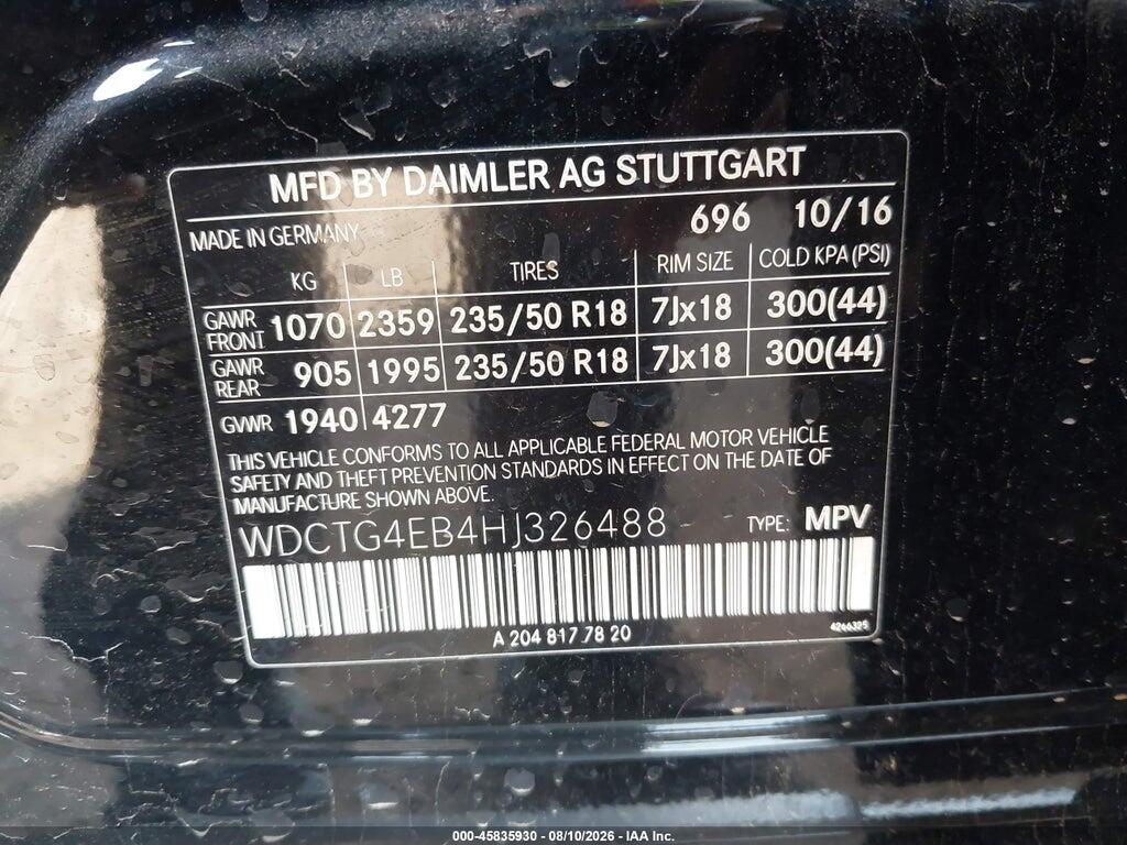 WDCTG4EB4HJ326488 2017 MERCEDES-BENZ GLA 250 photo no. 9