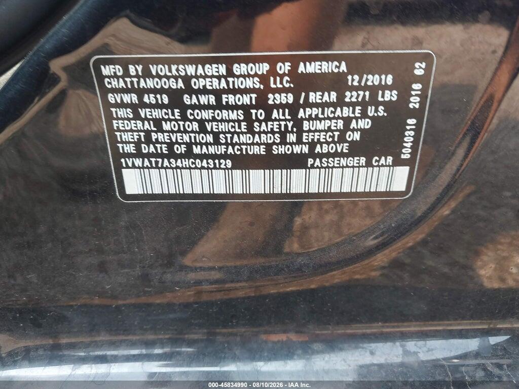 1VWAT7A34HC043129 2017 VOLKSWAGEN PASSAT photo no. 9