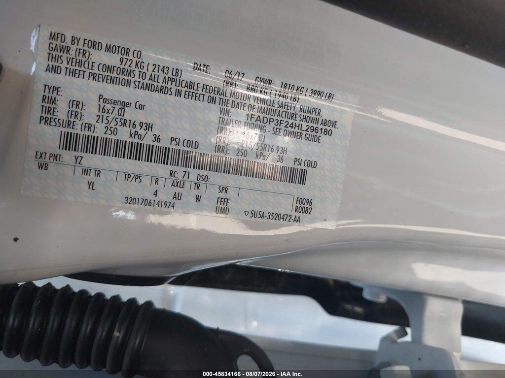 1FADP3F24HL296180 2017 FORD FOCUS photo no. 9