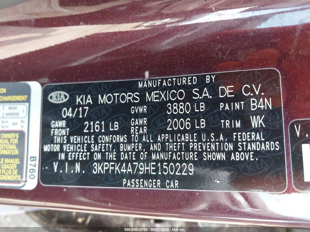 3KPFK4A79HE150229 2017 KIA FORTE photo no. 9