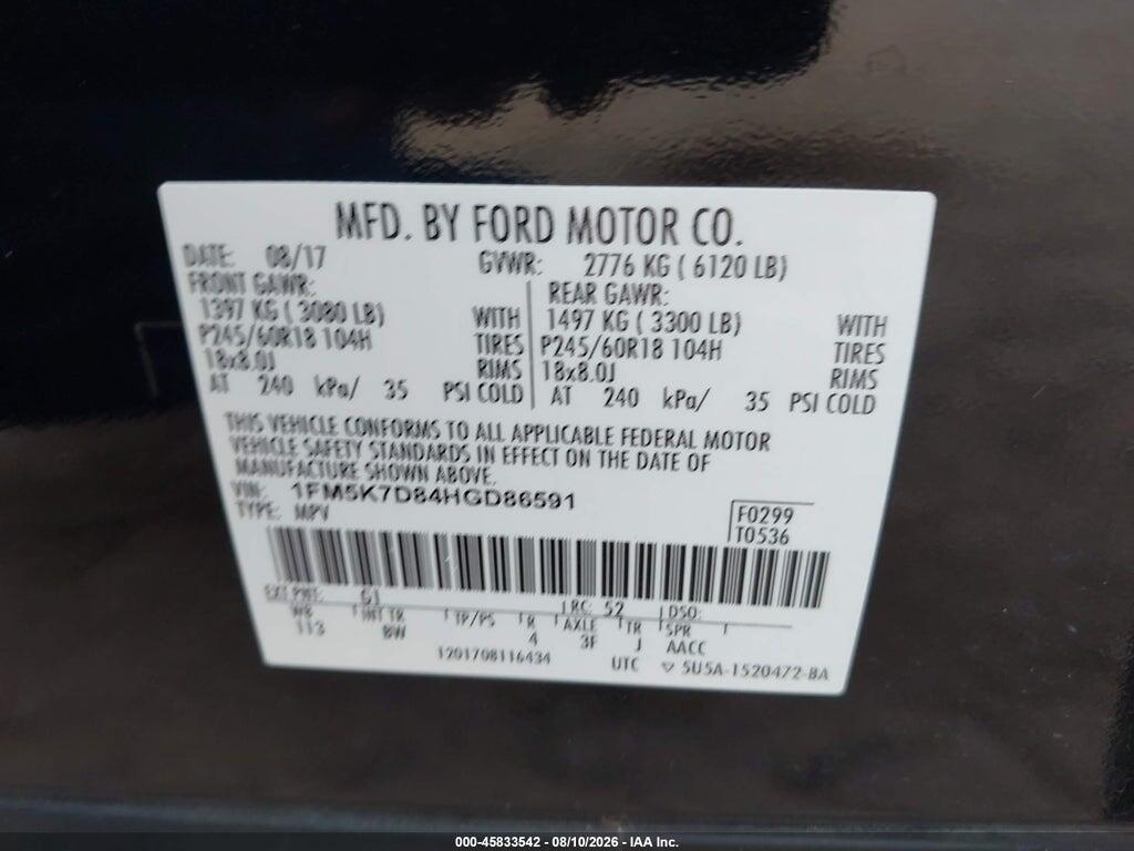 1FM5K7D84HGD86591 2017 FORD EXPLORER photo no. 9