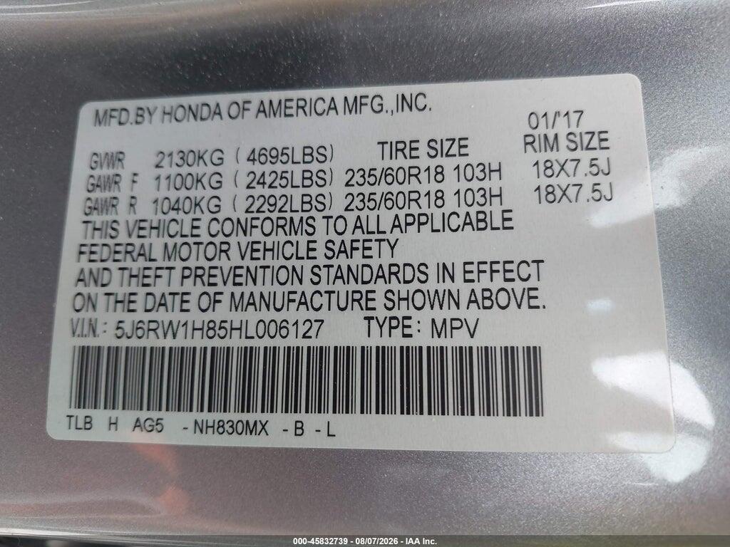 5J6RW1H85HL006127 2017 HONDA CR-V photo no. 9