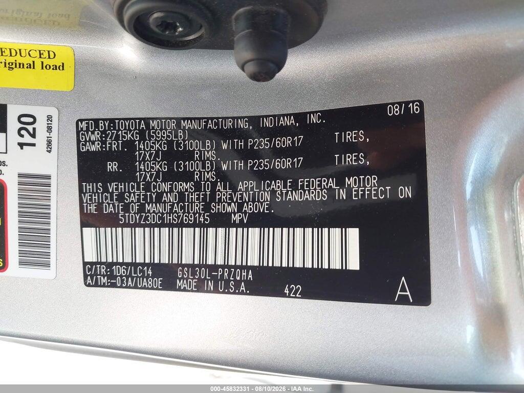 5TDYZ3DC1HS769145 2017 TOYOTA SIENNA photo no. 9