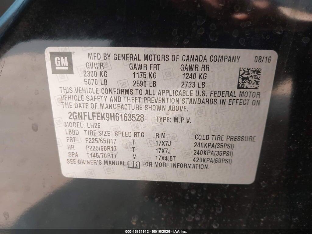 2GNFLFEK9H6163528 2017 CHEVROLET EQUINOX photo no. 9