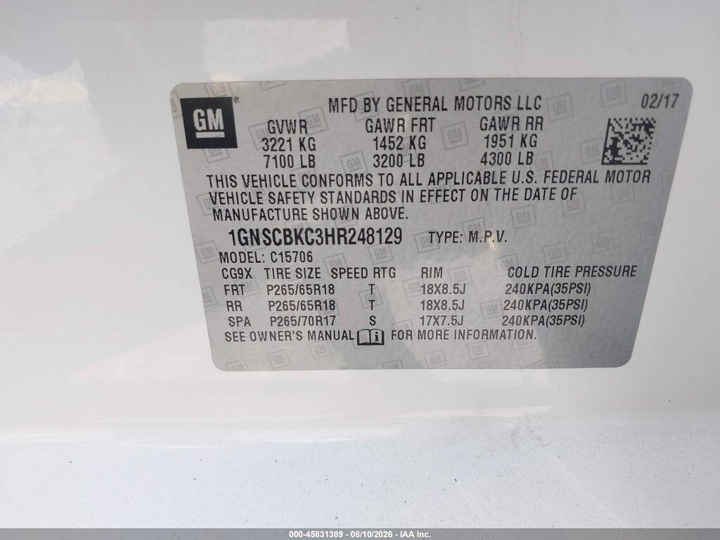 1GNSCBKC3HR248129 2017 CHEVROLET TAHOE photo no. 9