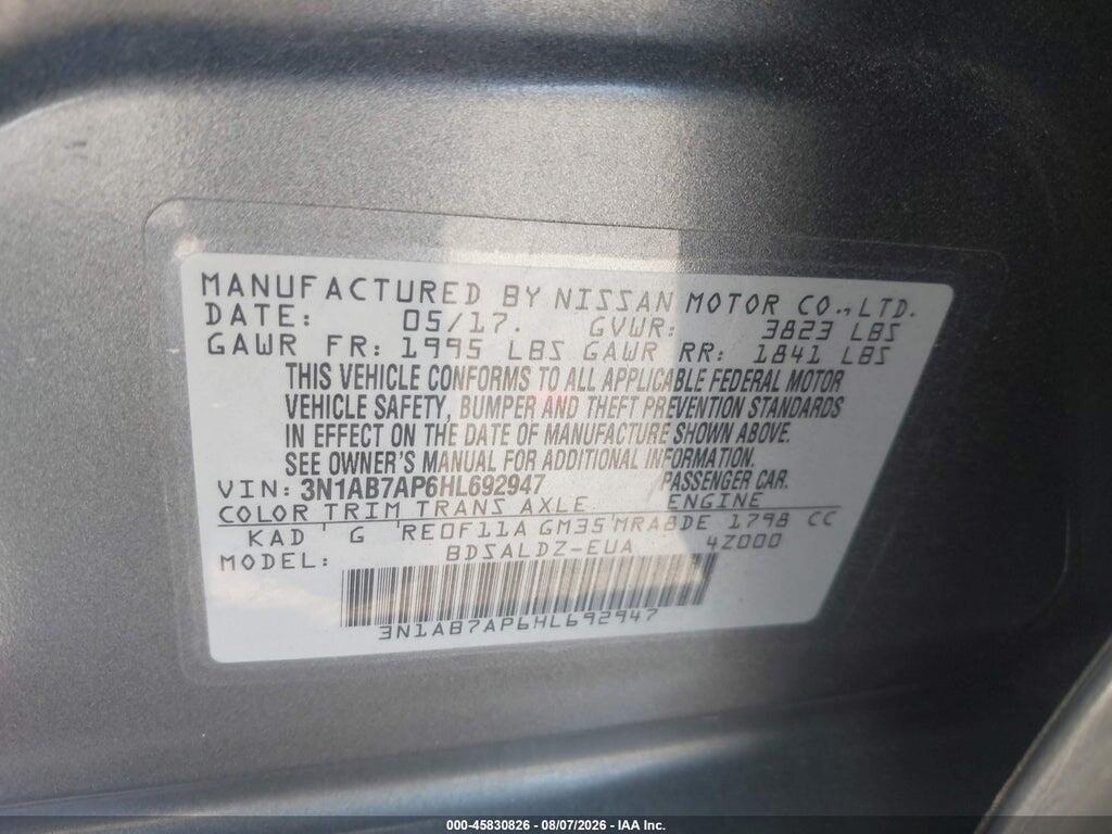 3N1AB7AP6HL692947 2017 NISSAN SENTRA photo no. 9