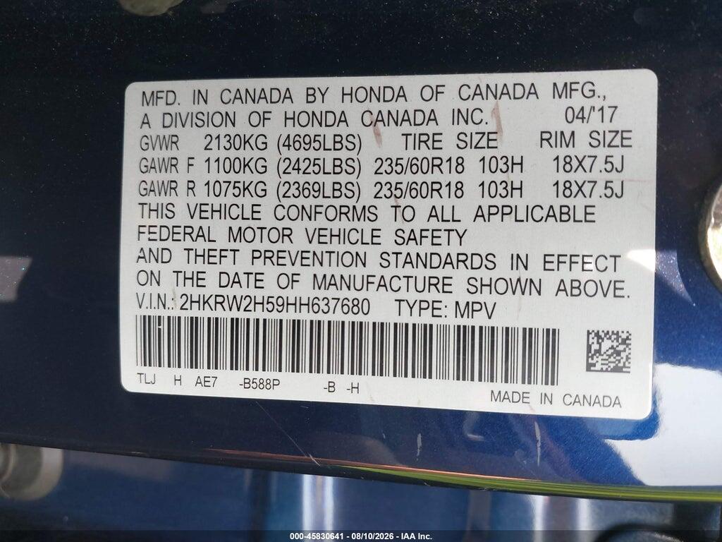 2HKRW2H59HH637680 2017 HONDA CR-V photo no. 9